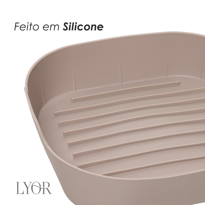 Forma Quadrada para Air Fryer 23cm x 6,8cm Bege Silicone - Lyor