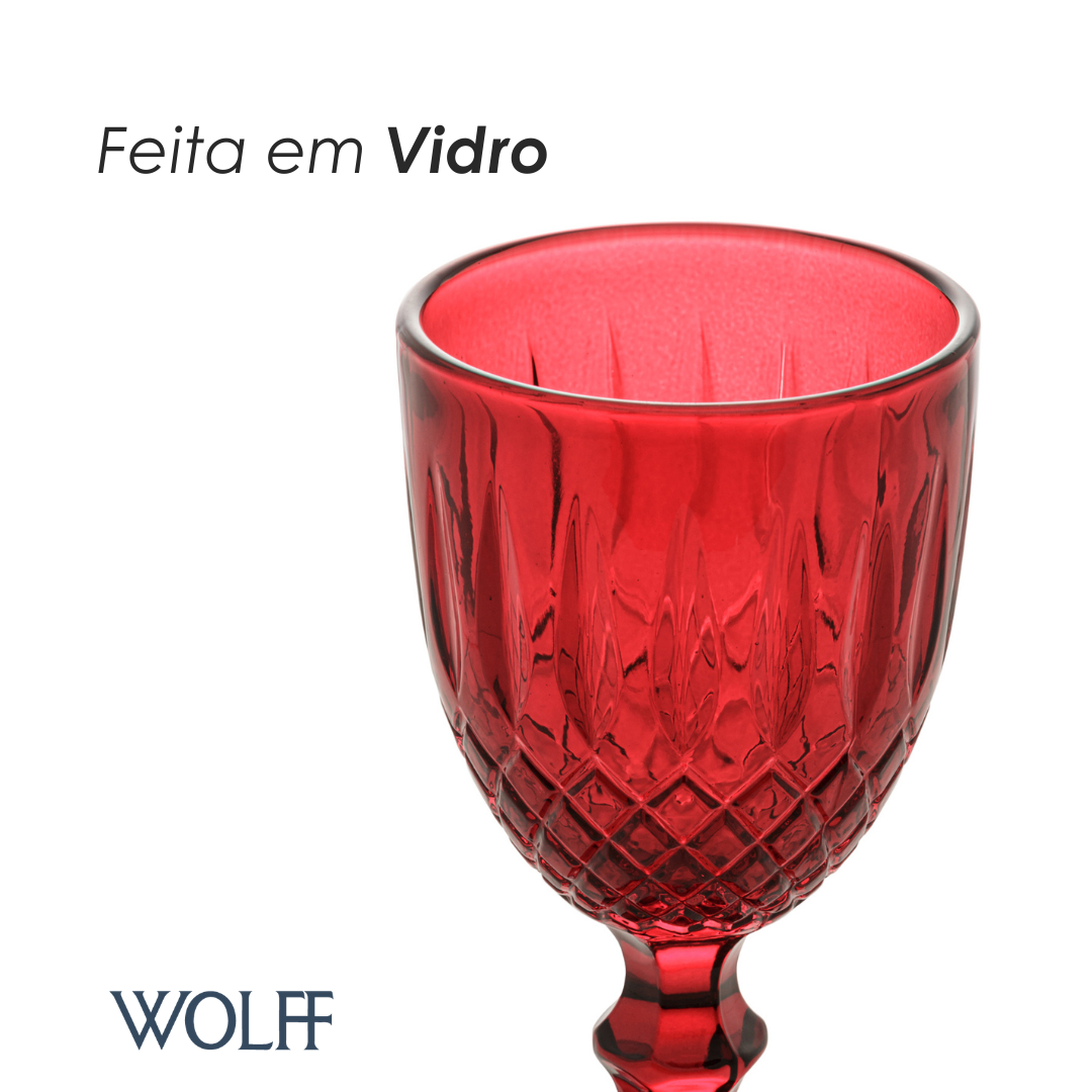 Taça Água Greek 320ml Vermelha Vidro – Wolff