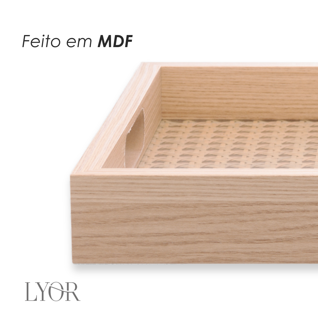 Bandeja Retangular de Mdf com Fundo Treliça - Lyor