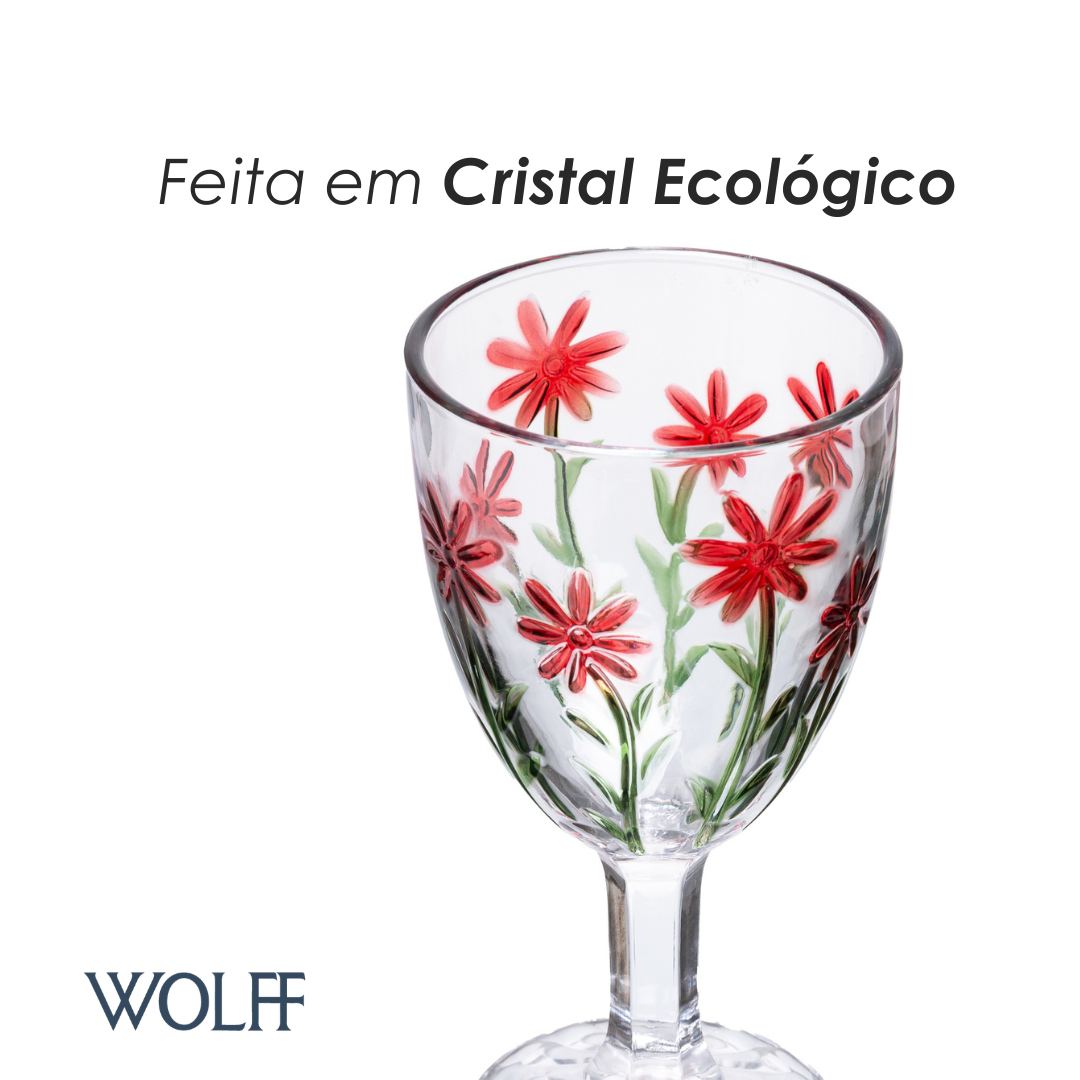 Taça Red Flower 320ml Cristal Ecológico - Wolff
