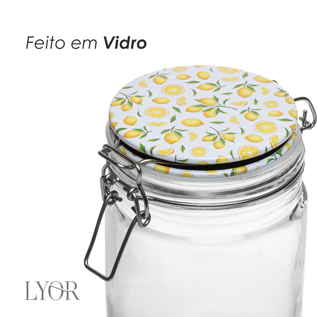 Pote Hermético com Clipe em Metal Siciliano 710ml Vidro - Lyor
