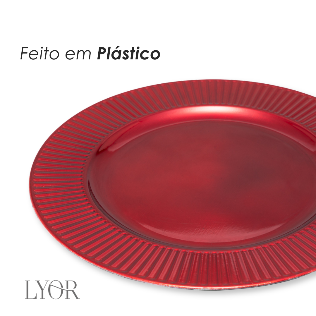 Sousplat de Plástico Primer Vermelho 33cm - Lyor