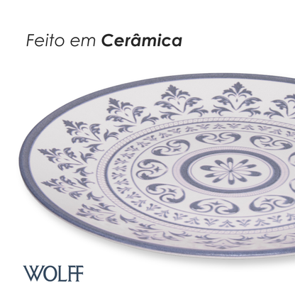 Prato para Sobremesa Porto 20cm Azul Cerâmica - Wolff