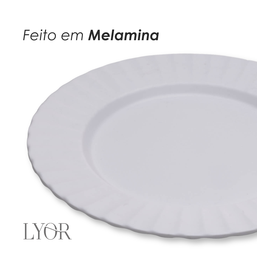 Prato para Sobremesa Gerbera 20cm Branco Melamina - Lyor