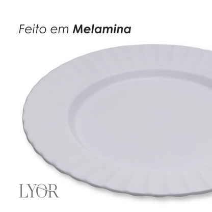 Prato para Sobremesa Gerbera 20cm Branco Melamina - Lyor