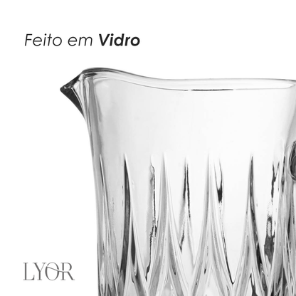 Conjunto Jarra com 6 Copos de Vidro Diamante 1L/300ml - Lyor