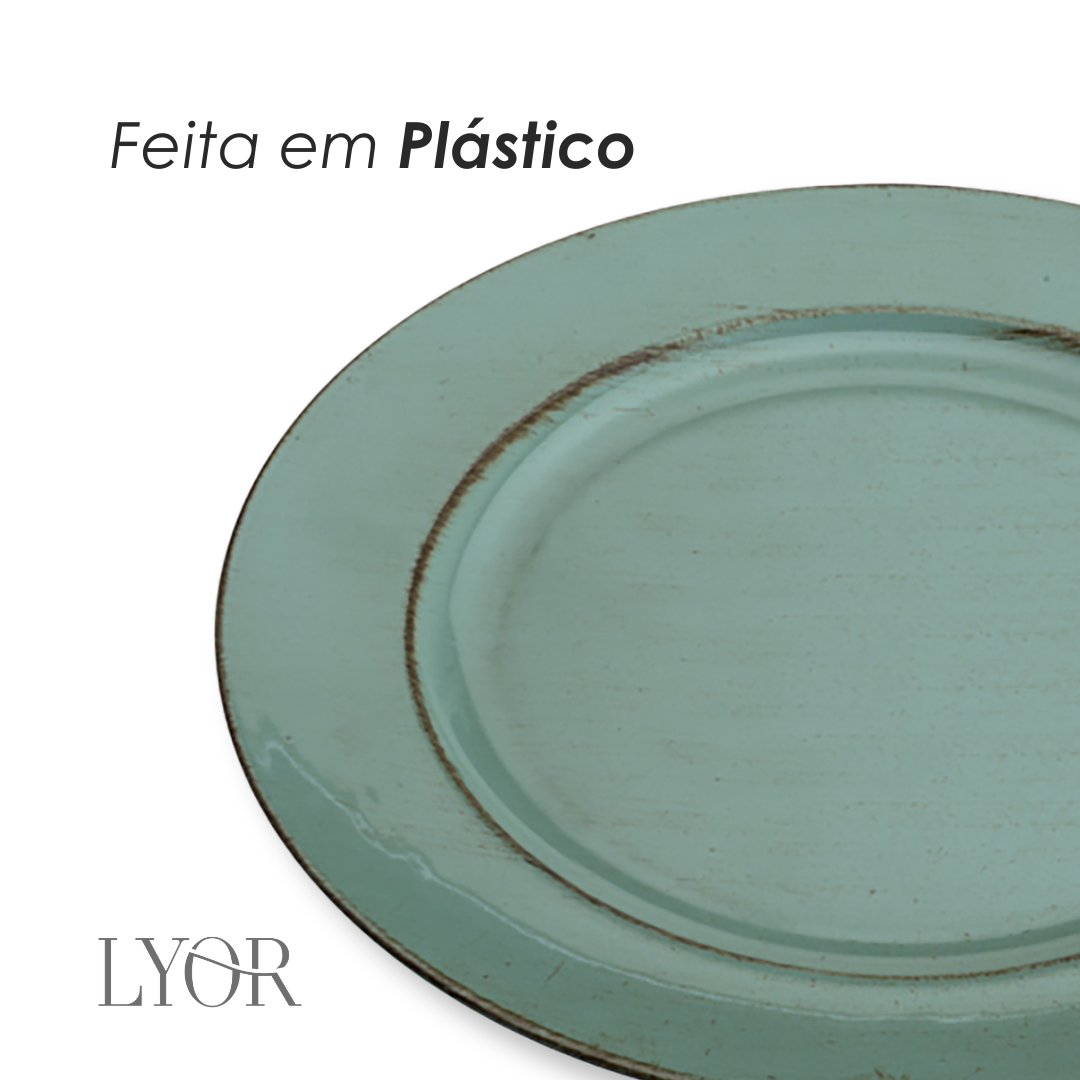 Sousplat Patinado de Plástico Opala Verde - Lyor