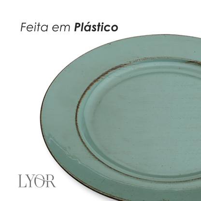 Sousplat Patinado de Plástico Opala Verde - Lyor