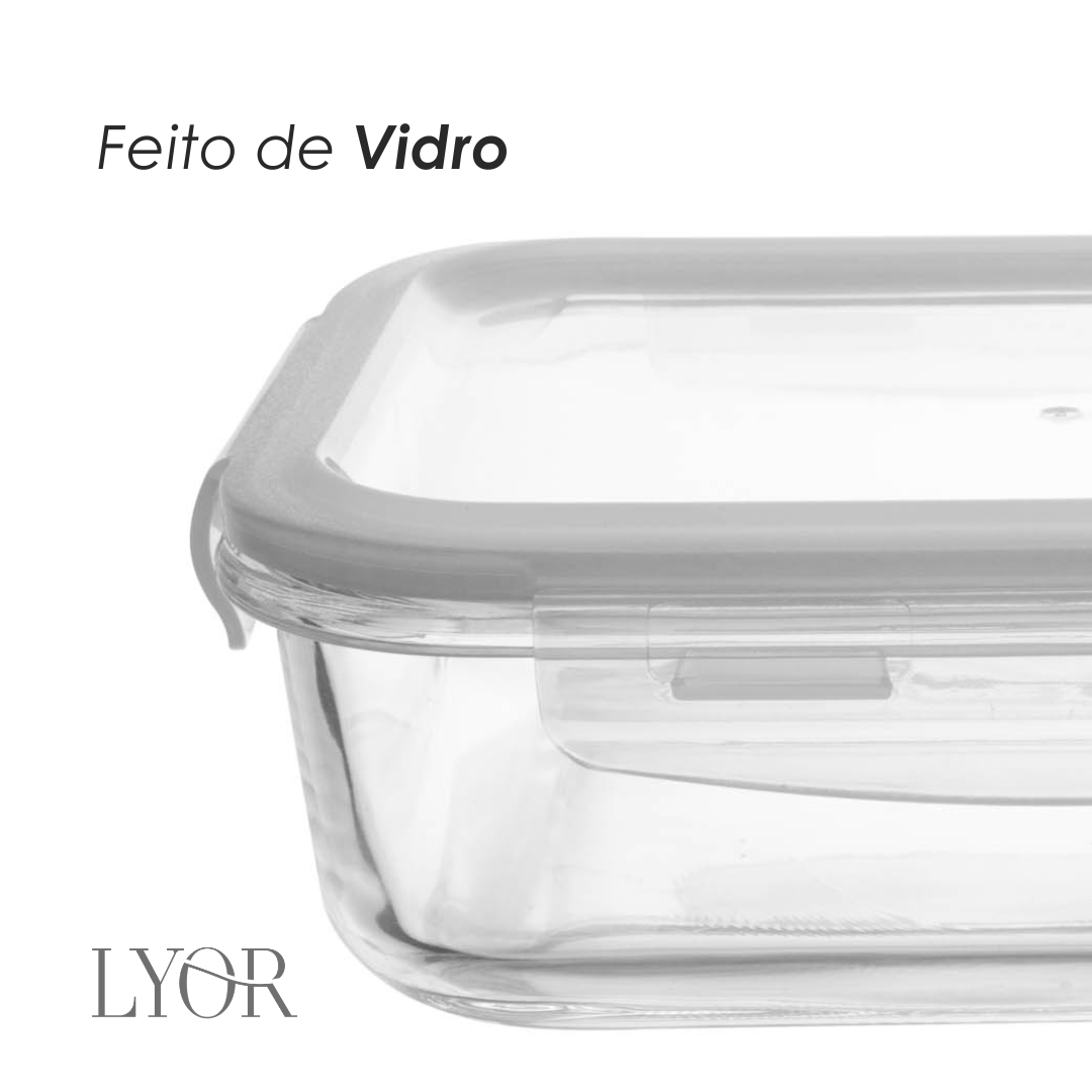 Conjunto 3 Potes Herméticos com Tampa Vidro - Lyor