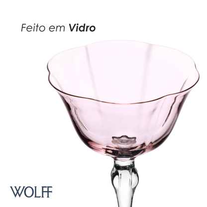Conjunto 2 Taças Coupe Lily 300ml Rosa e Cinza Vidro - Wolff
