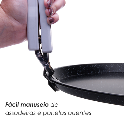 Pegador de Assadeiras e Panelas com Trava 17,5cm Aço Inox - Lyor
