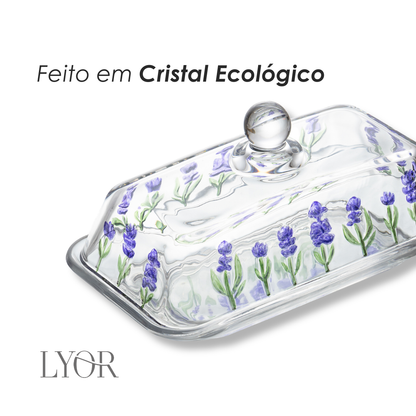 Manteigueira Lavanda Hand Painting 18cm x 10,5cm x 9cm Cristal - Lyor
