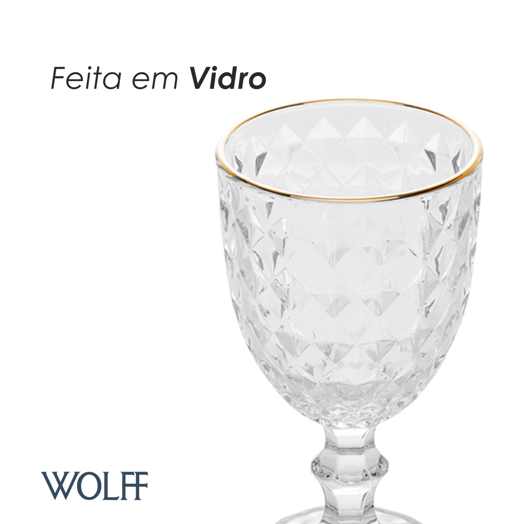 Taça Água Roman Fio de Ouro 345ml Vidro – Wolff