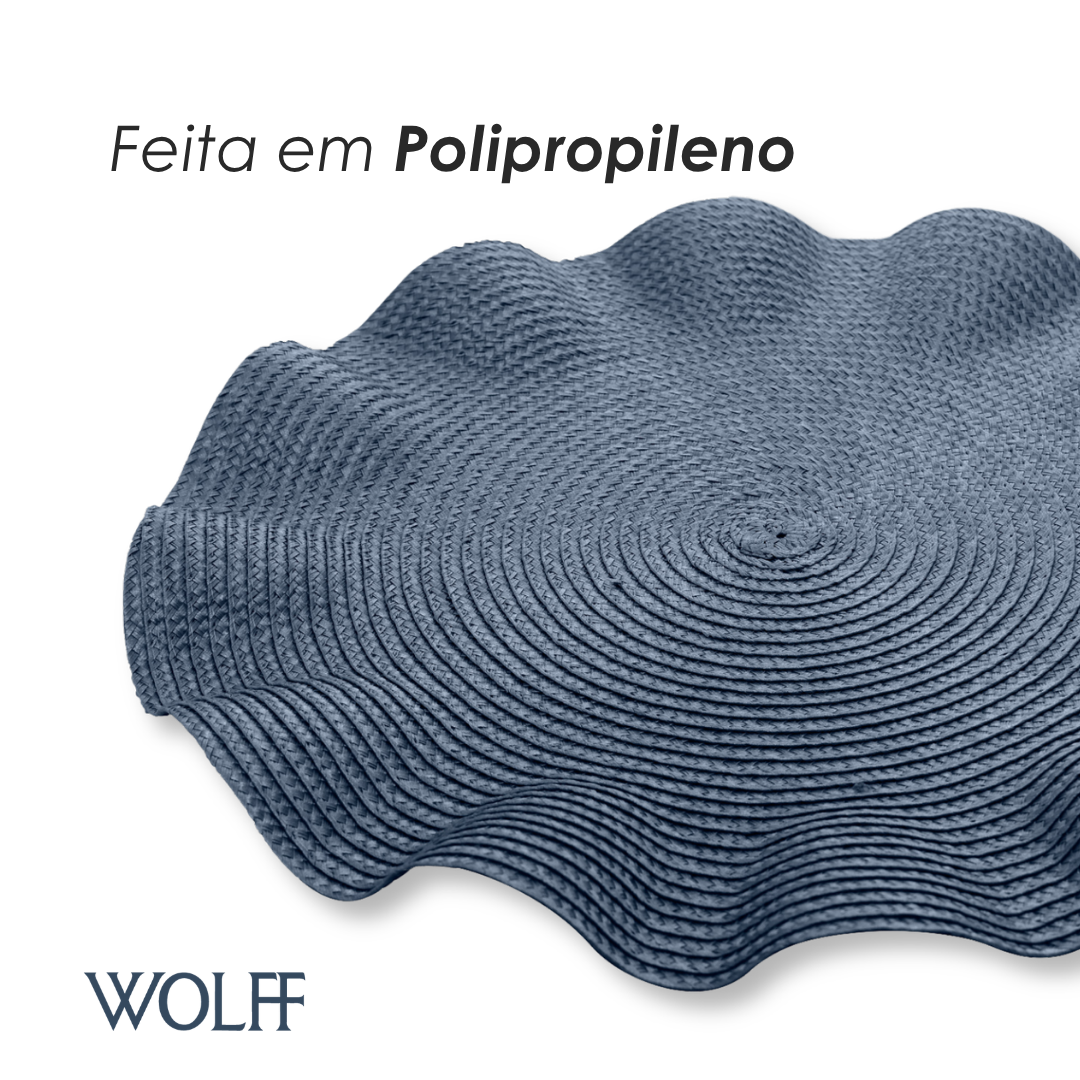 Lugar Americano de Polipropileno Babado Azul 38cm - Wolff