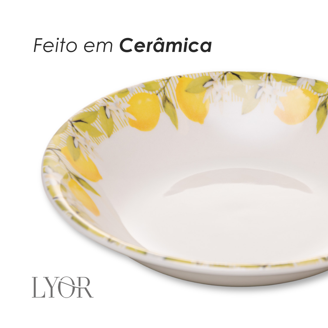 Prato Fundo 21cm Siciliano Branco Cerâmica - Lyor