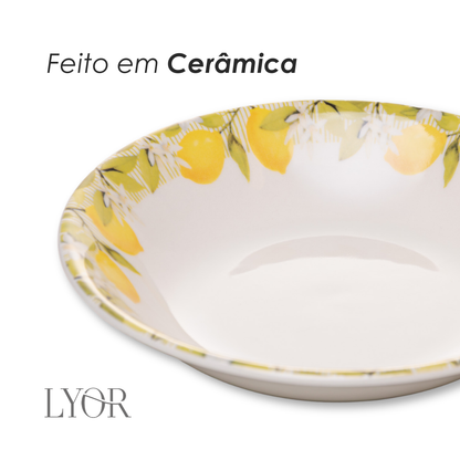 Prato Fundo 21cm Siciliano Branco Cerâmica - Lyor