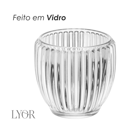 Conjunto 2 Porta Velas Lines 7,5cm x 7,5cm x 7cm Vidro – Wolff