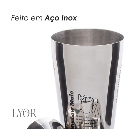 Coqueteleira de Aço Inox com Receitas 500ml - LYOR