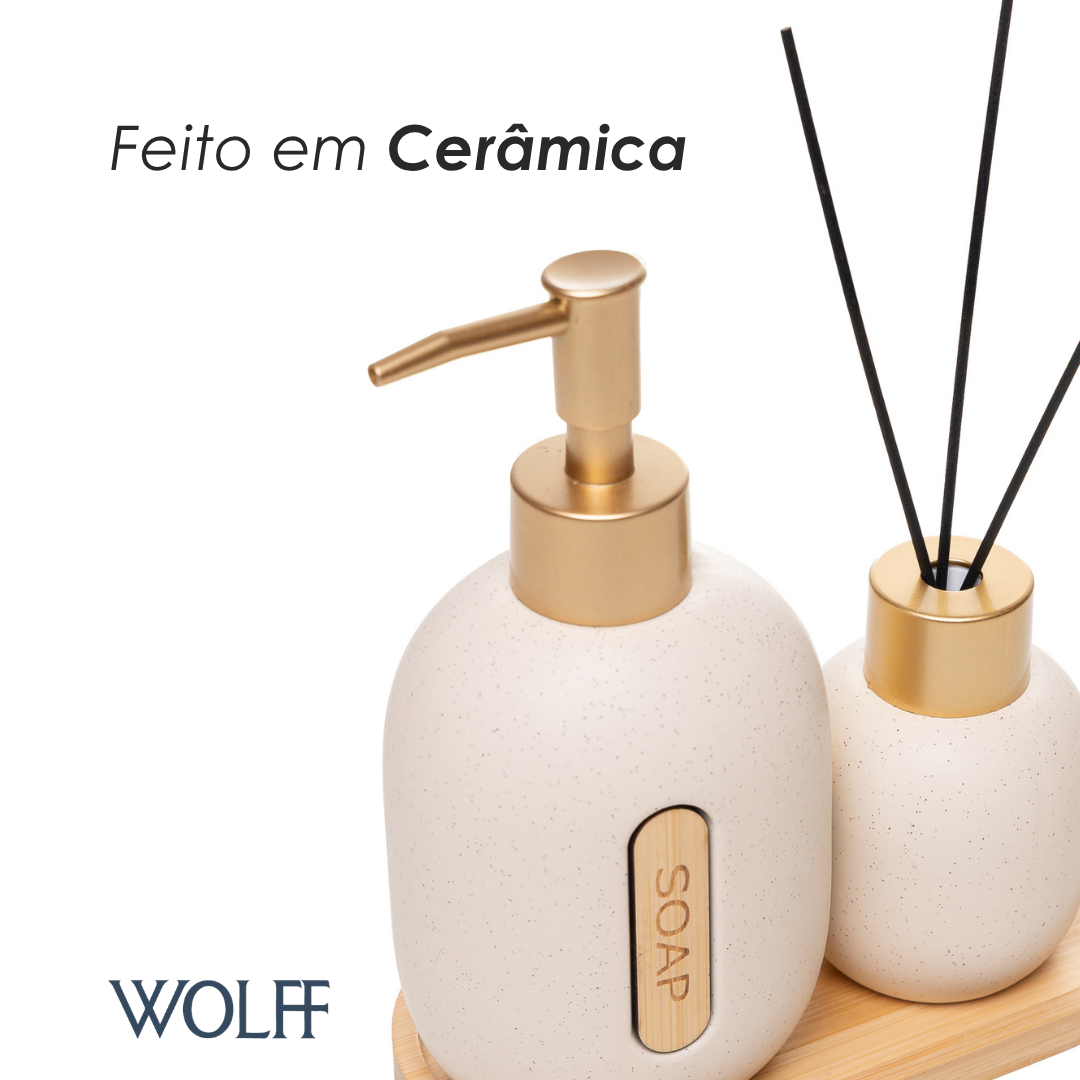 Conjunto 3 Peças para Banheiro Concept Bege Cerâmica - Wolff