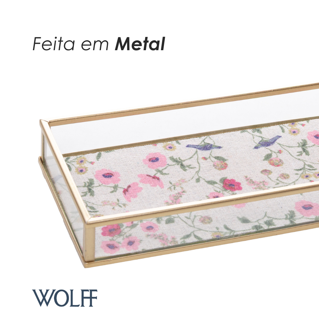 Bandeja Decorativa Blossom Garden 20cm x 10cm x 3cm Dourada Metal - Wolff