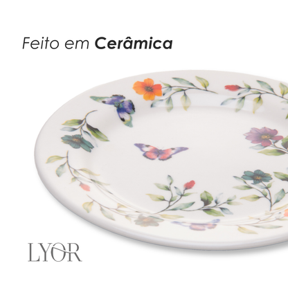 Prato Sobremesa Botanique 20cm Branco Cerâmica - Lyor