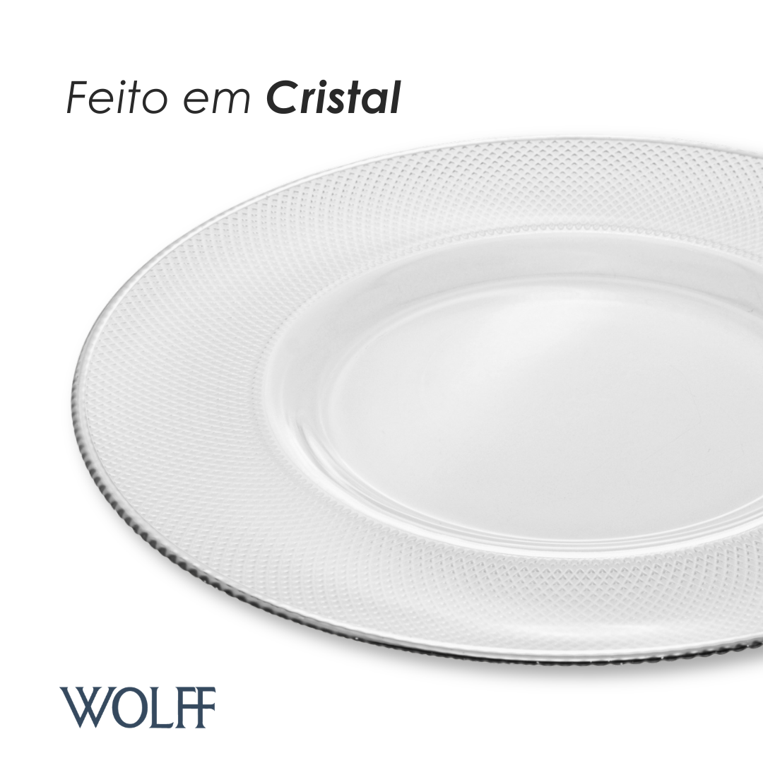Sousplat com Fio Prata Thin Edge 33cm Cristal - Wolff