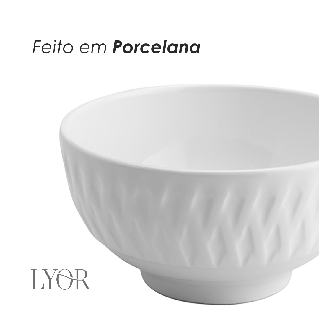 Bowl de Porcelana Balloon Branco 380ml - Lyor