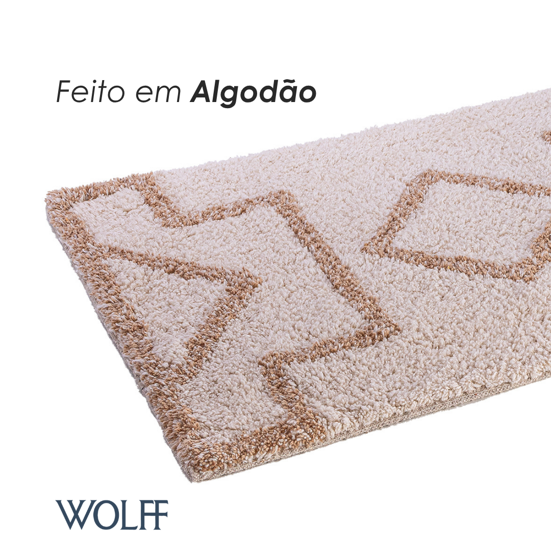 Tapete Flor da Vida 40cm x 60cm Branco Algodão - Wolff