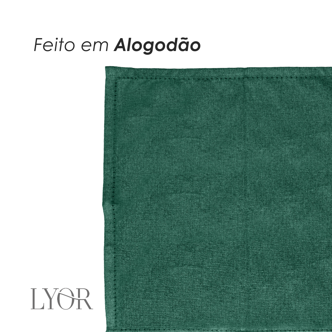 Conjunto 4 Guardanapos Momentos 40cm x 40cm Verde Algodão - Lyor