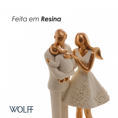 Figura Decorativa de Resina Família Branco 9cm x 6cm x 20cm - Wolff