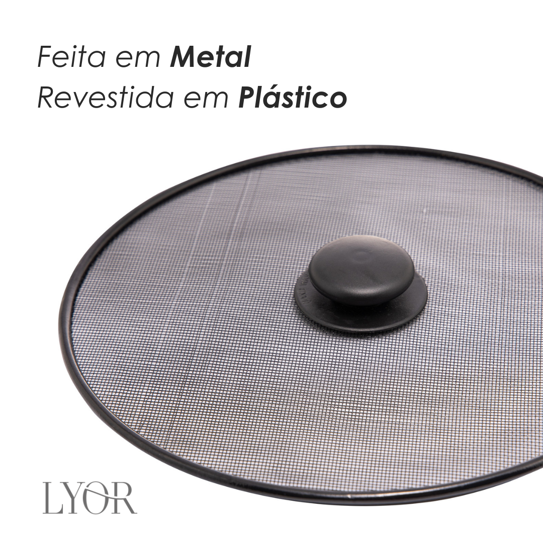 Tampa Protetora para Frituras de Metal Revestida com Plástico Preta 25cm - Lyor