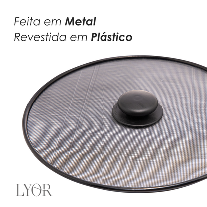 Tampa Protetora para Frituras de Metal Revestida com Plástico Preta 25cm - Lyor