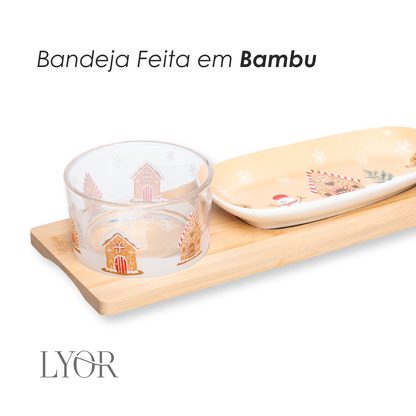 Conjunto 3 Peças para servir Encanto de Natal 28cm x 10,5cm x 6cm Bambu - Lyor