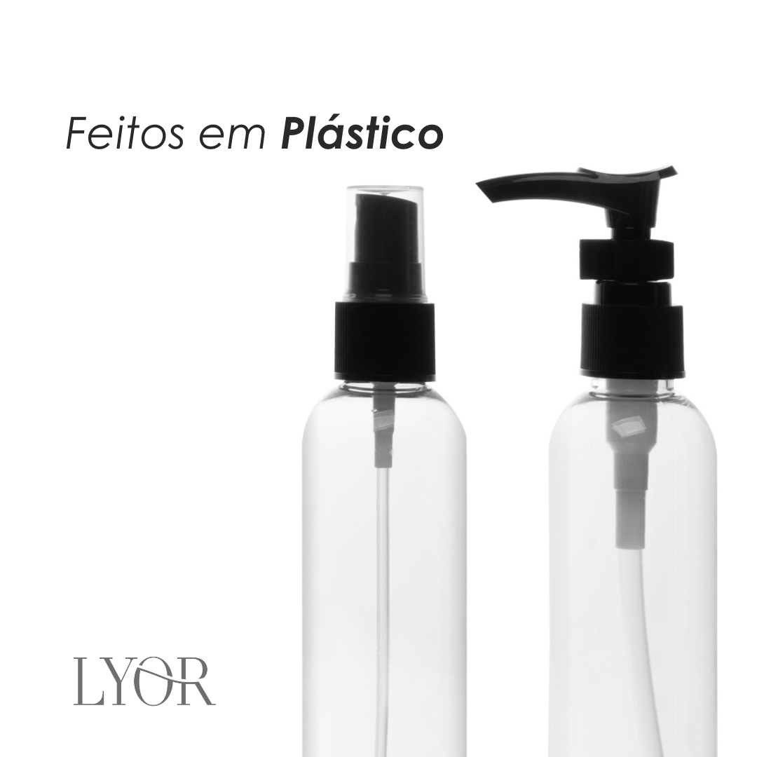 Conjunto 4 Frascos para Viagem de Plástico com Tampa Preta - Lyor