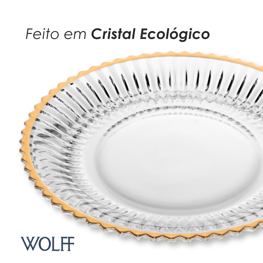 Prato para Sobremesa com Fio de Ouro Império 20cm Cristal - Wolff
