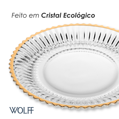 Prato para Sobremesa com Fio de Ouro Império 20cm Cristal - Wolff