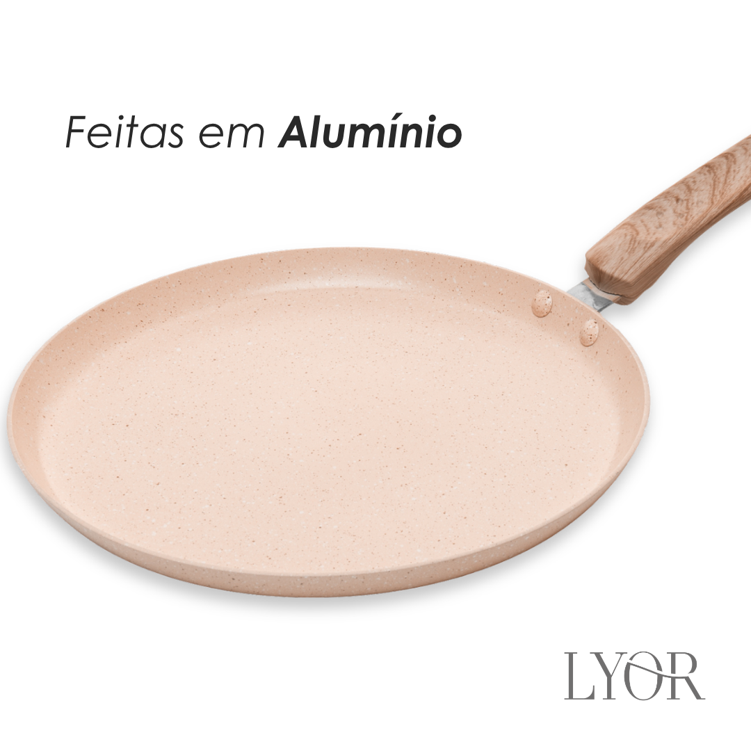 Conjunto 6 Panelas de Indução Granito Chef Bege Alumínio com Revestimento Cerâmico - Lyor