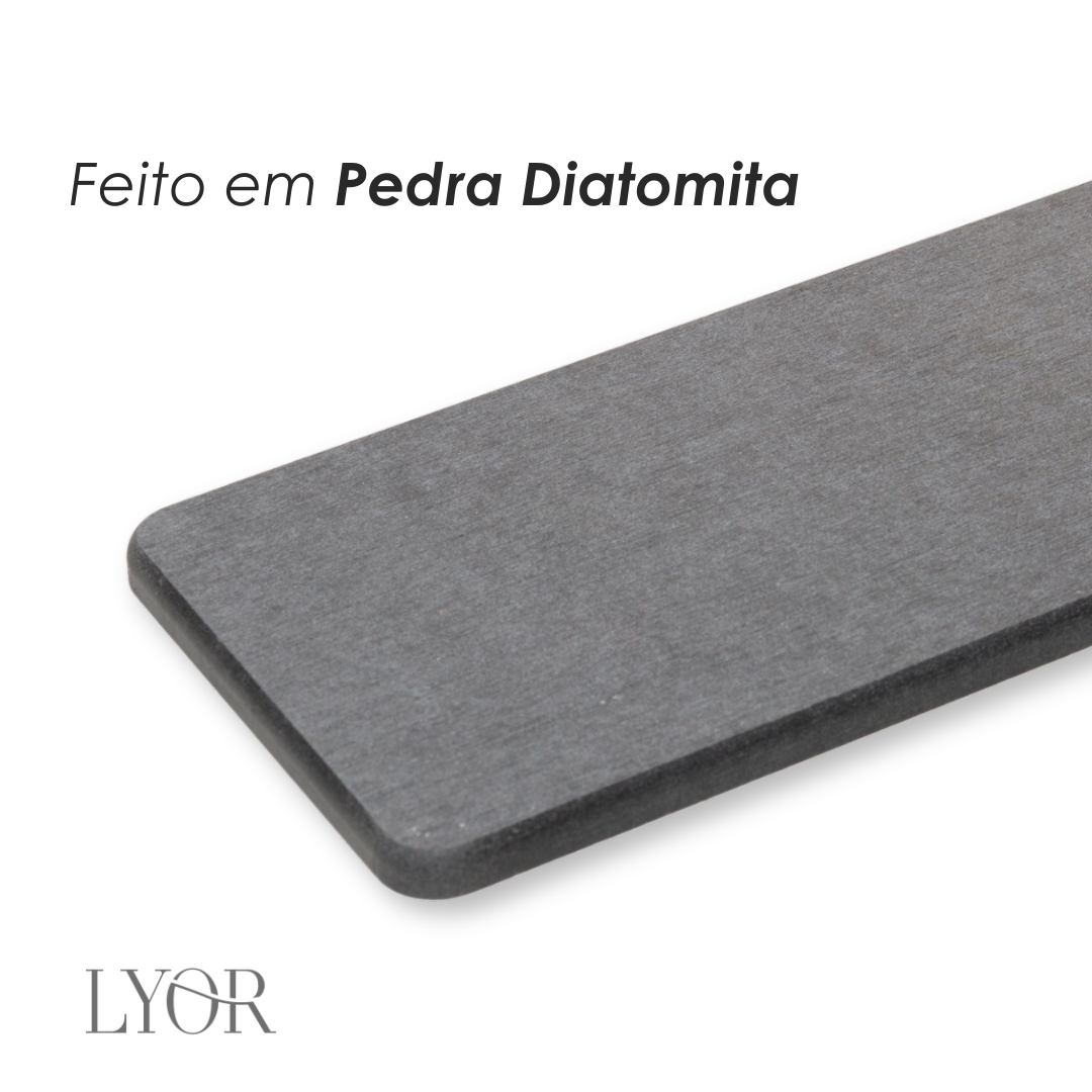 Bandeja Retangular Absorvente para Pia 25cm x 10cm Cinza Escuro Pedra Diatomita - Lyor