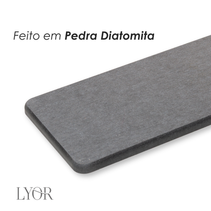 Bandeja Retangular Absorvente para Pia 25cm x 10cm Cinza Escuro Pedra Diatomita - Lyor