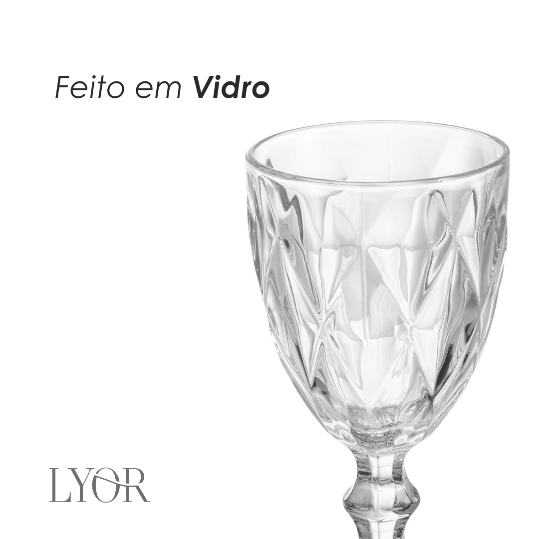 Taça de Água Diamond 320ml Vidro - Lyor