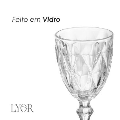 Taça de Água Diamond 320ml Vidro - Lyor