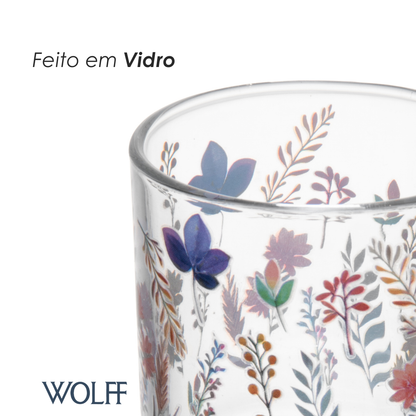 Conjunto 2 Porta Vela Brisa Floral Vidro - Wolff
