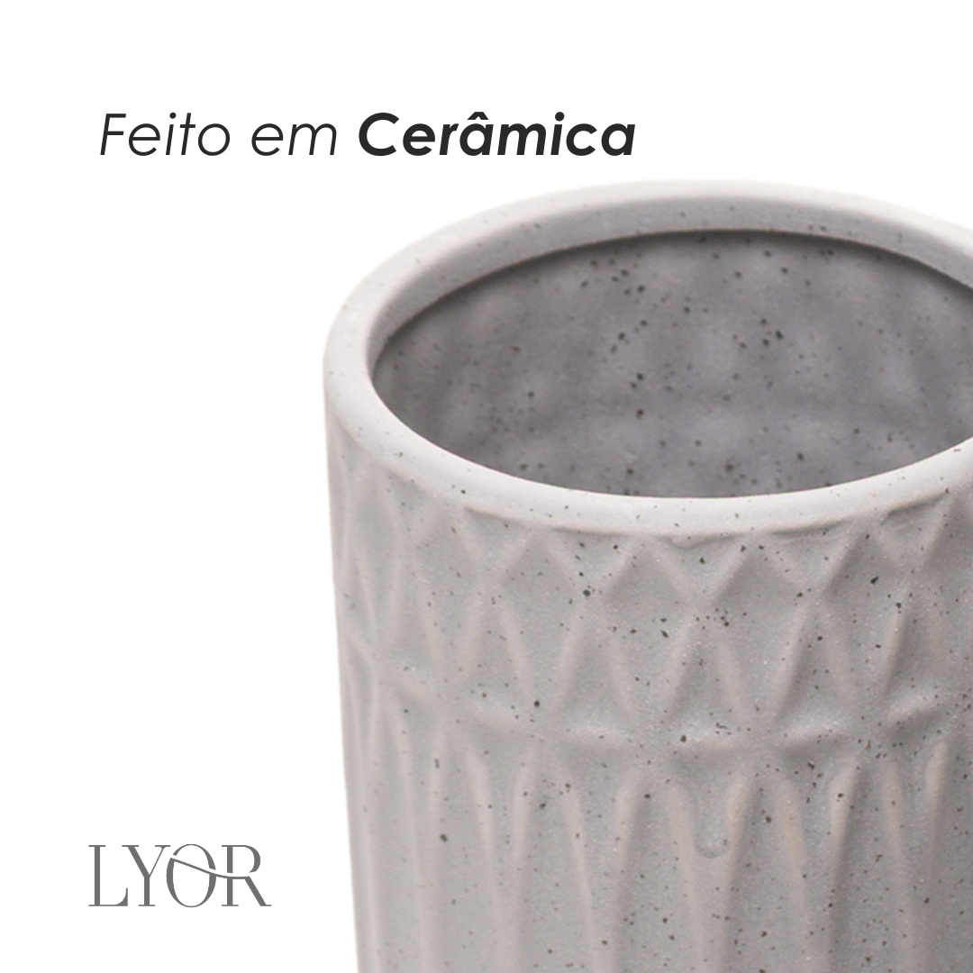 Conjunto 3 Peças para Banheiro Pillars Cinza Cerâmica - Lyor