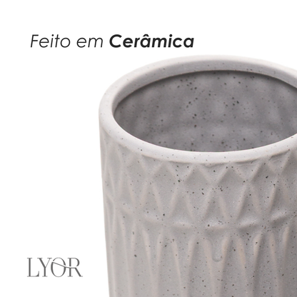 Conjunto 3 Peças para Banheiro Pillars Cinza Cerâmica - Lyor