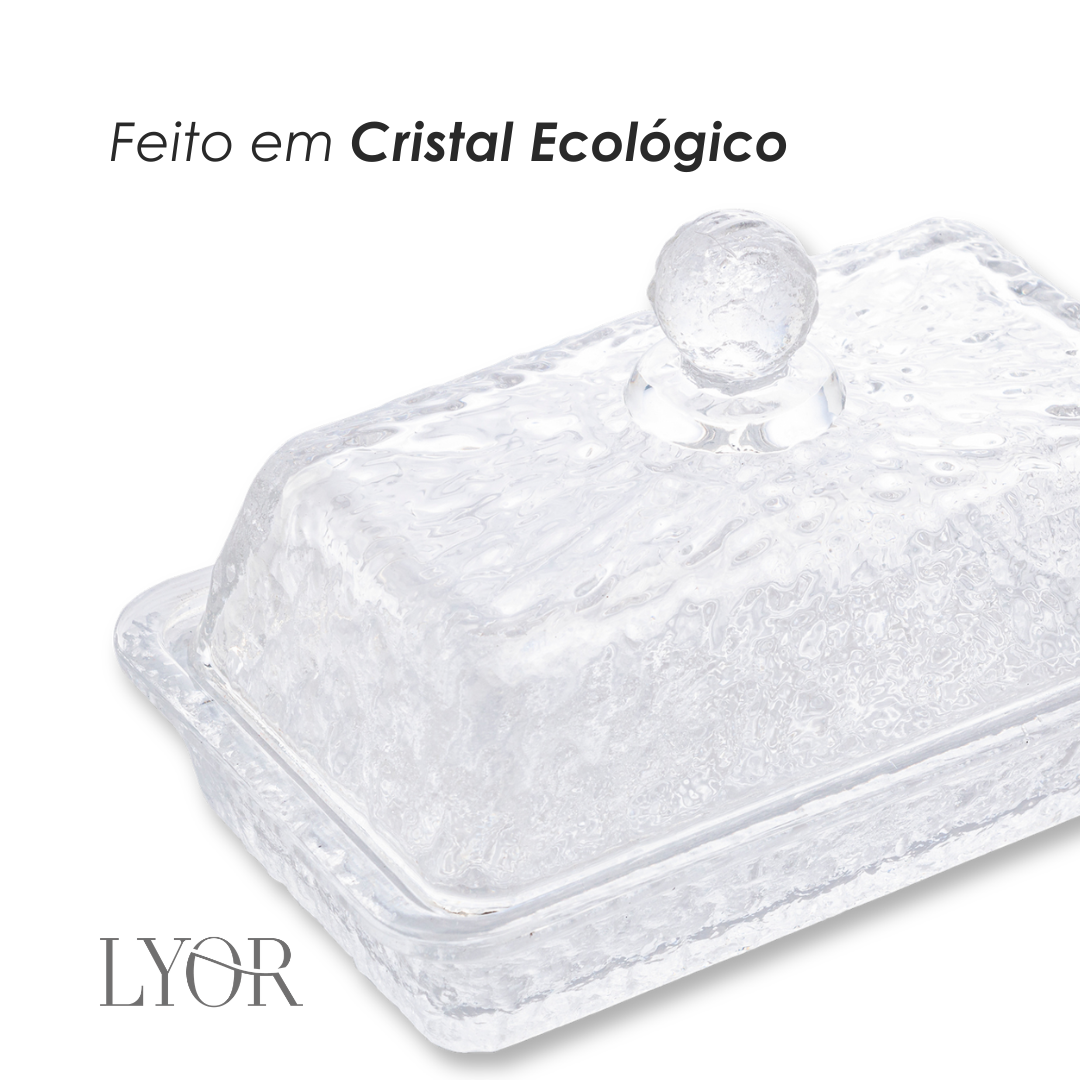 Manteigueira de Cristal Martelado com Tampa Petra - Lyor
