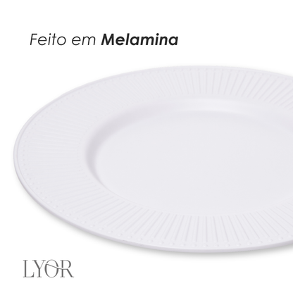 Prato Raso Aveline 27cm Branco Melamina - Lyor