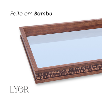 Bandeja com Espelho Rustic 41cm x 31cm x 5cm Madeira - Lyor