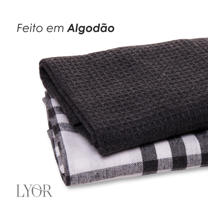 Conjunto 2 Panos de Prato  Verona 60cm x 40cm Cinza Escuro Algodão - Lyor
