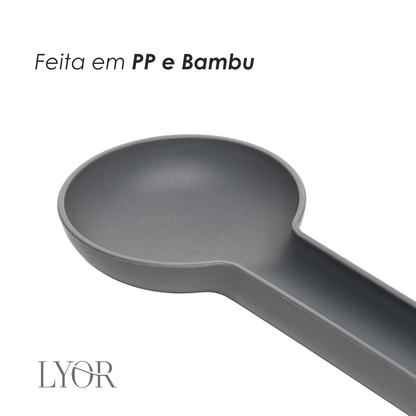Descanso para Talher 11cm x 24cm x 3cm Cinza PP e Bambu - Lyor