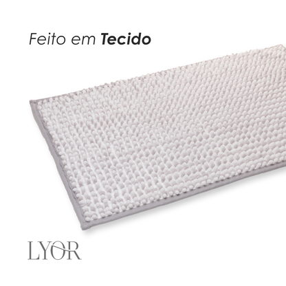 Tapete com Antiderrapante para Banheiro Comfort 38cm x 58cm Branco e Cinza Chenille - Lyor